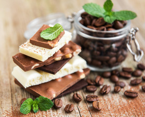 Chocolate and coffee beans