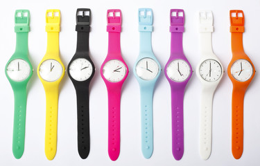 colorful watches isolated on a white background