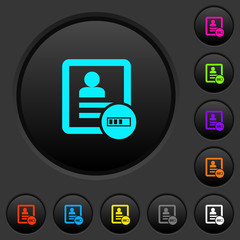 Contact progressing dark push buttons with color icons