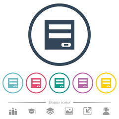 Login panel flat color icons in round outlines