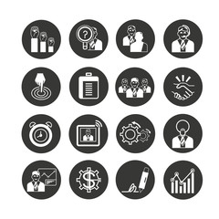 business management icon in circle button