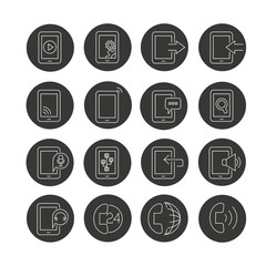 mobile phone icon set in circle button