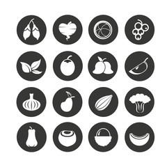 fruit icons in circle buttons