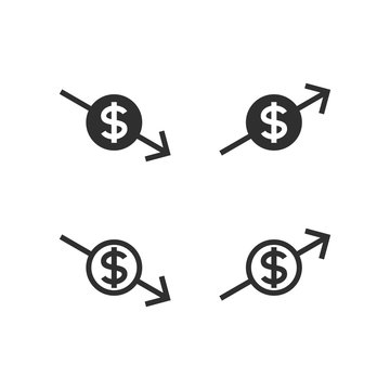 Dollar decrease and increase icons