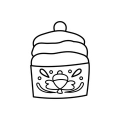 Vector outline cupcake with pattern of flower.