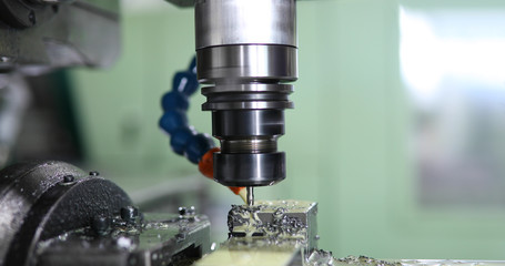 machine tool in metal factory with drilling cnc machines