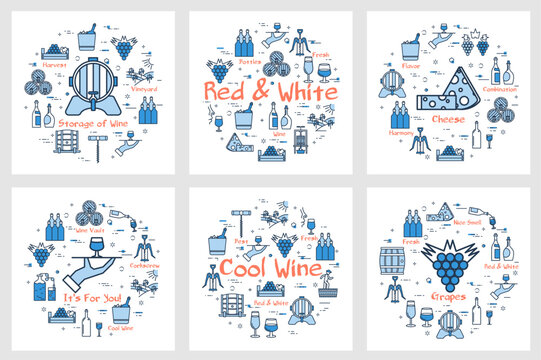 Banners - red and white wine, grape and winemaking