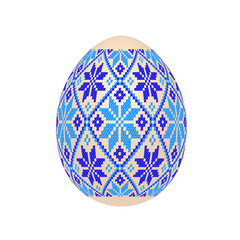 the easter egg with ukrainian cross-stitch ethnic pattern. pysanka ornament. isolated vector.