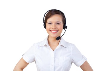 Young Woman in Headset as Support Phone Operator