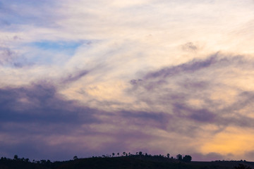 Fantastic view of the dark overcast sky. Dramatic and picturesque twilight scene