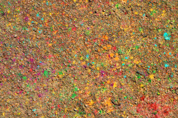 an artifacts on the asphalt after the Spring Festival of colors