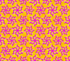 Colorful background with snowflakes in techno style. Spin illusion. Seamless pattern.