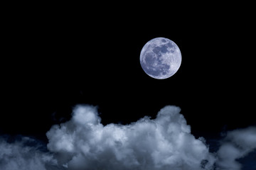 Plakat big moon background night sky
