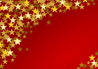 Festive horizontal Christmas background with copy space. Text and golden stars