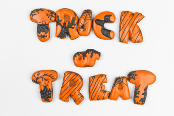 Halloween gingerbread cookie isolated on white