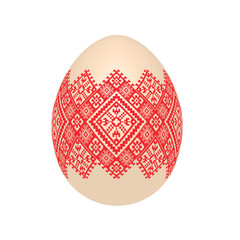 the easter egg with ukrainian cross-stitch ethnic pattern. pysanka ornament. isolated vector.