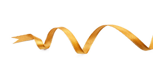 Beautiful golden ribbon on white background