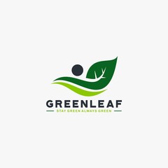 Leaf green tree logo design vector