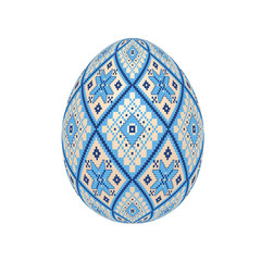 the easter egg with ukrainian cross-stitch ethnic pattern. pysanka ornament. isolated vector.