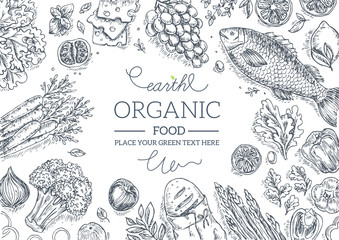 Healthy Vegetables Frame. Linear graphic.