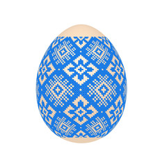 the easter egg with ukrainian cross-stitch ethnic pattern. pysanka ornament. isolated vector.