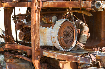 Fototapeta premium Cabin of a truck, rusted and forgotten