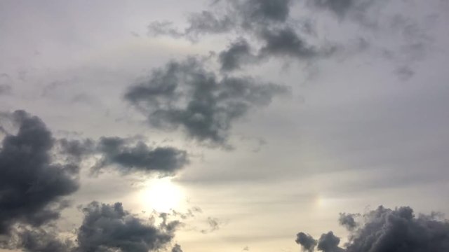 雲と太陽と右幻日　タイムラプス