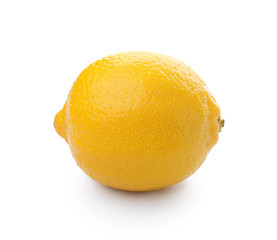 Whole ripe lemon on white background