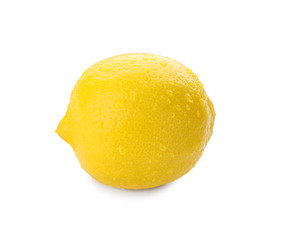 Whole ripe lemon on white background