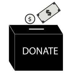 donate money icon on white background. flat style. donate icon design for logo, mobile app, website. donation box sign.