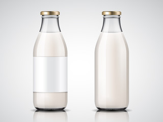 Glassware milk bottles with blank labels