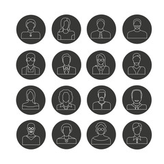 people icon set in circle button