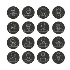 people icon set in circle button