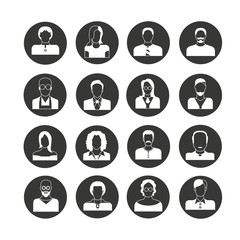 people avatar icon set in circle buttons