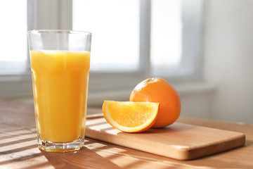 orange juice and orange on the table