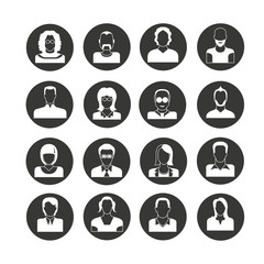 people avatar icon set in circle buttons