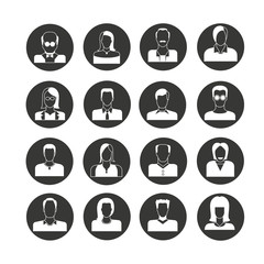 people avatar icon set in circle buttons