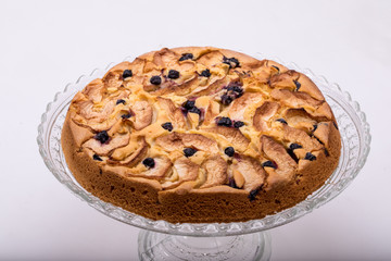 Freshly baked sweet cake with fruit