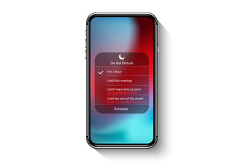 dont disturb mode user interface. ui ux iphone display. realistic smartphone mockup