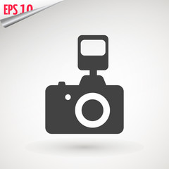 Camera icon, flat photo camera vector isolated. Modern simple snapshot photography sign. Instant Photo internet concept. Trendy symbol for website design, web button, mobile app. Logo illustration.
