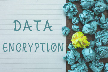 Conceptual hand writing showing Data Encryption. Business photo text Symmetric key algorithm for the encrypting electronic data.
