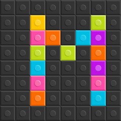 colorful brick block letter M, flat design