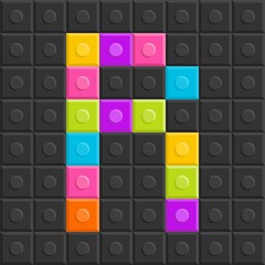 colorful brick block letter R, flat design