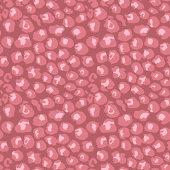 Vector illustration leopard print seamless pattern. Pink hand drawn background.