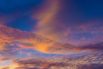 Fantastic view of the dark overcast sky. Dramatic and picturesque twilight scene
