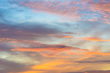 Fantastic view of the dark overcast sky. Dramatic and picturesque twilight scene