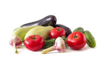 Tomatoes and cucumbers, eggplant and zucchini, garlic and dill