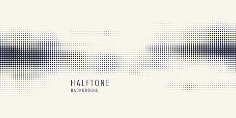 Monochrome printing raster, abstract vector halftone background. Black and white texture of dots.