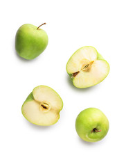 Ripe apples on white background