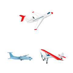 Isolated object of plane and transport symbol. Set of plane and sky stock vector illustration.
